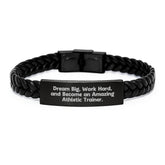 Inspirational Athletic Trainer Gifts - Interlaced Leather Bracelet for Men, Funny Christmas Unique Gifts from Family to Friends - Image 1